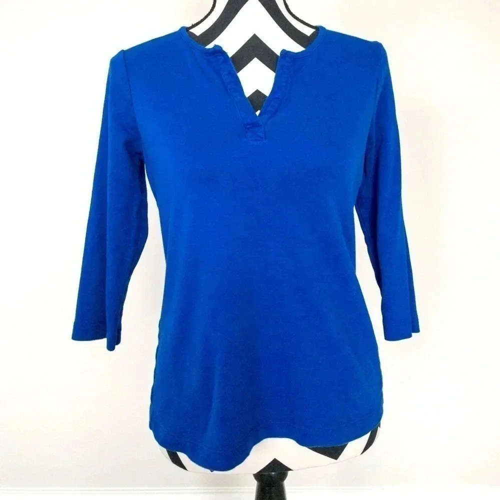 Kim Rogers Quarter Length Blue Top‎ Sz Sm